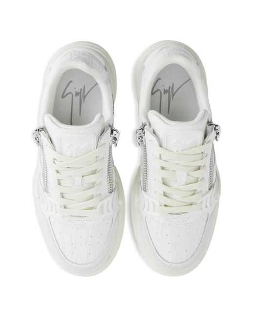 Giuseppe Zanotti White Printed Cow Suede Sneaker
