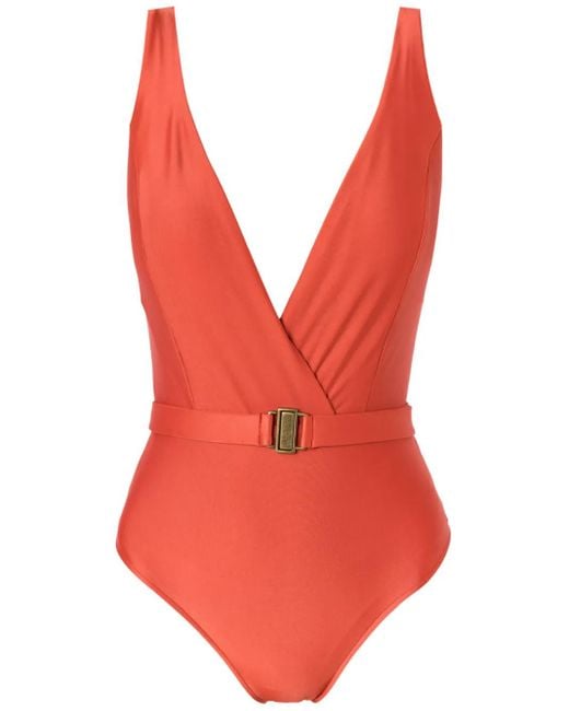 Maillot De Bain Evita Liso À Col V Lygia & Nanny en coloris Red