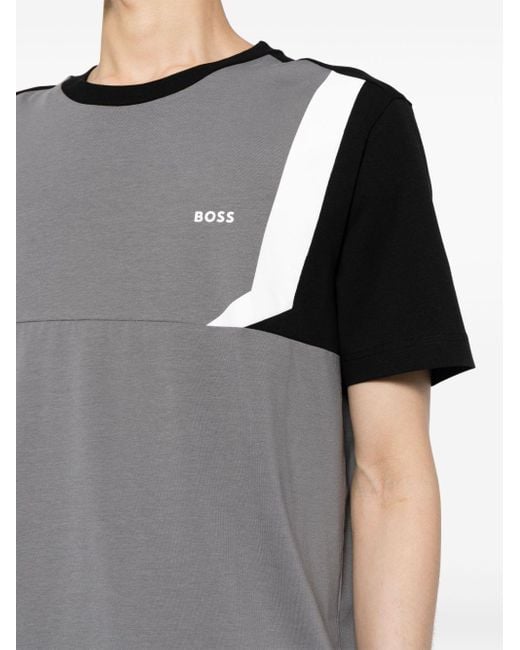 Boss Black Logo-print Panelled T-shirt for men