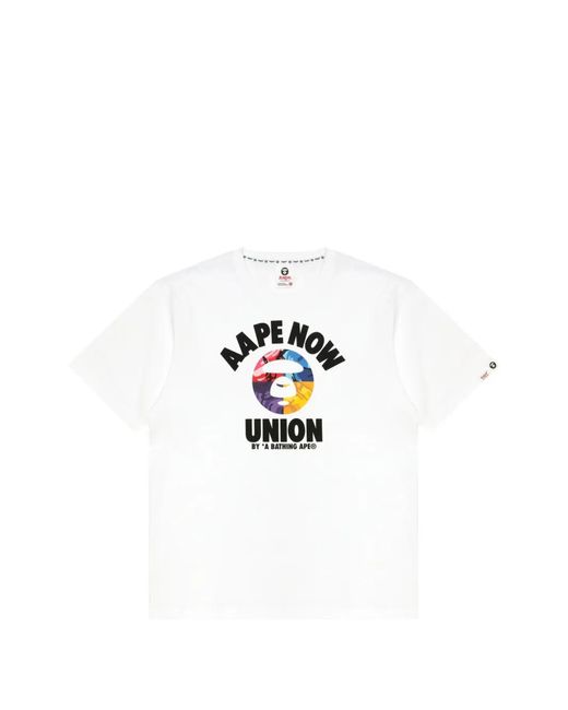 Aape By A Bathing Ape White Graphic-Print T-Shirt for men