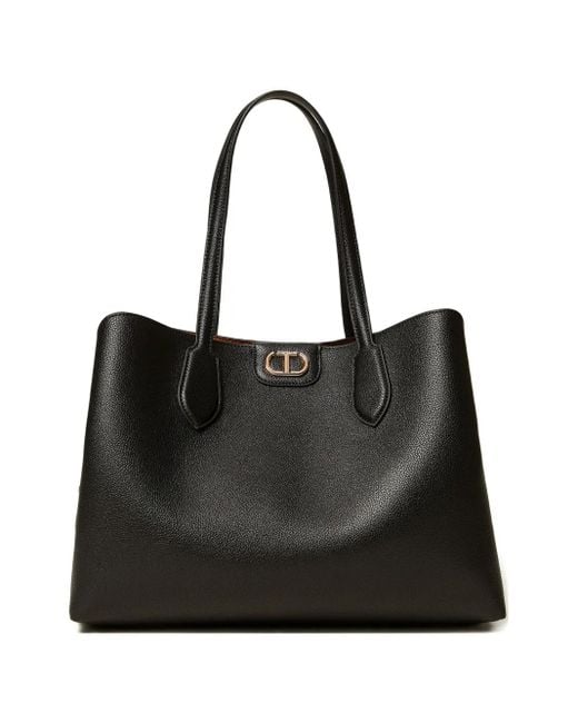 Twinset Black Zip-Fastening Double-Handle Tote Bag