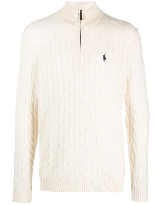 Polo Ralph Lauren Natural Logo-Embroidered Wool-Blend Jumper for men