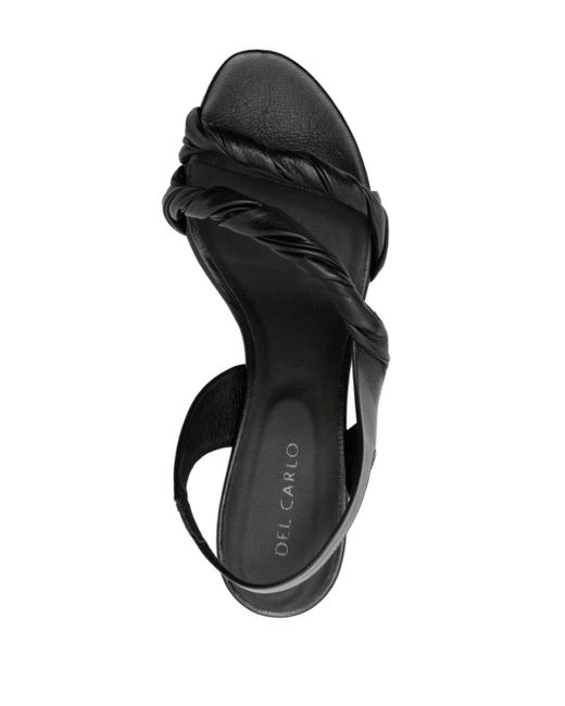 Roberto Del Carlo Black 60mm Twisted Leather Sandals
