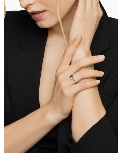 David Yurman Chatelaine トパーズ&ダイヤモンド リング 7mm 18kイエローゴールド Blue