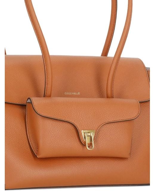 Coccinelle Brown Double Beat Large Shoulder Bag