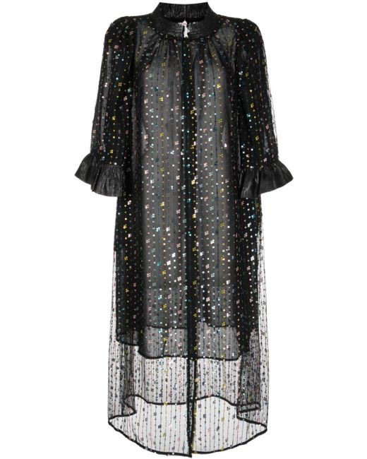 Celiab Black Osiris Sequin-embellished Shirtdress