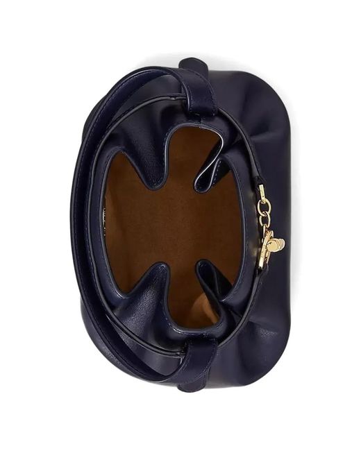Ralph Lauren Blue Medium Blaike Buckle-Detail Bucket Bag