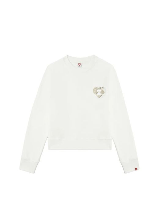 A Bathing Ape White Heart Appliqué Sweater