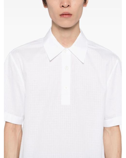 Jil Sander White Checked Polo Top for men