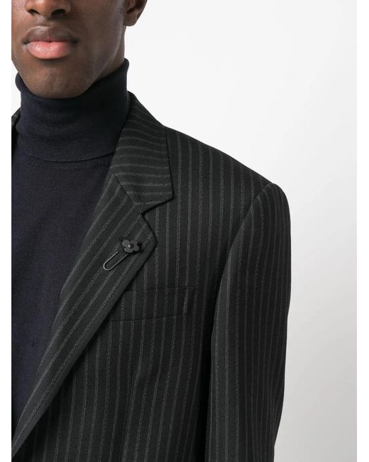Lardini Black Pinstripe-Print Single-Breasted Blazer for men