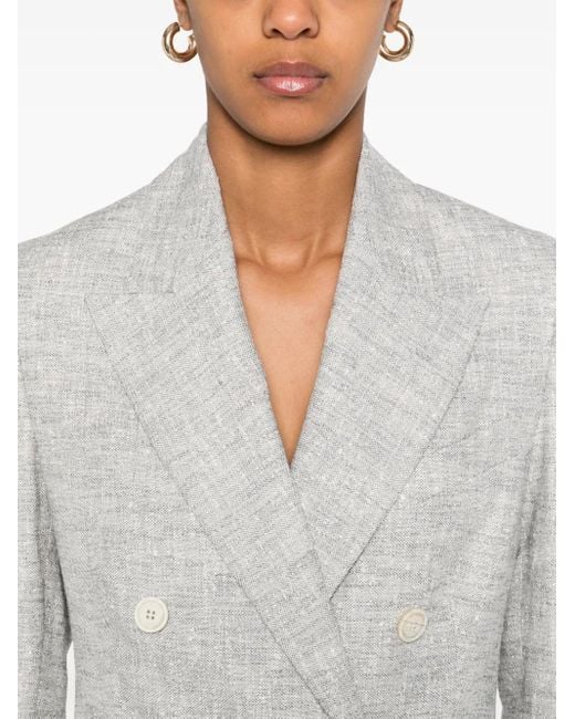 Eleventy White Bouclé-Design Blazer