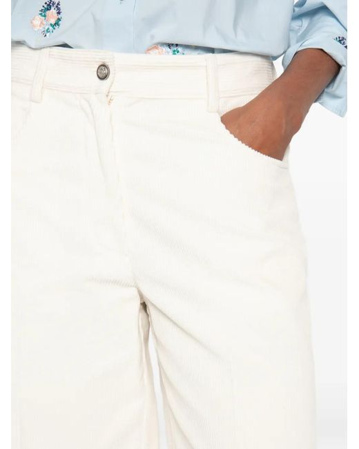 Forte_forte White Corduroy Wide-Leg Trousers