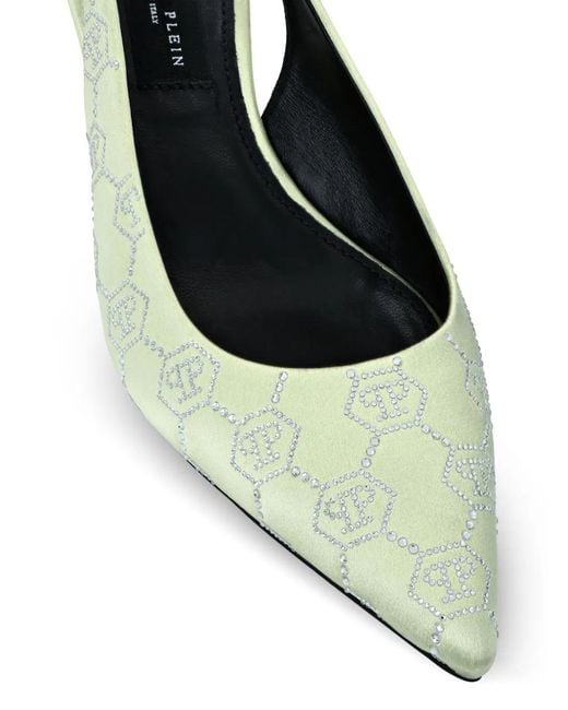 Philipp Plein Metallic 55Mm Rhinestone-Monogram Slingback Pumps