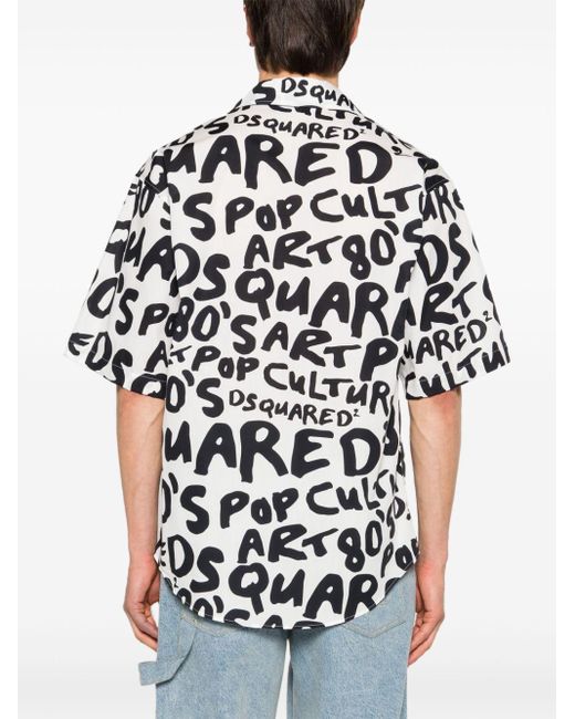 DSquared² Black Logo-print Cotton Shirt for men