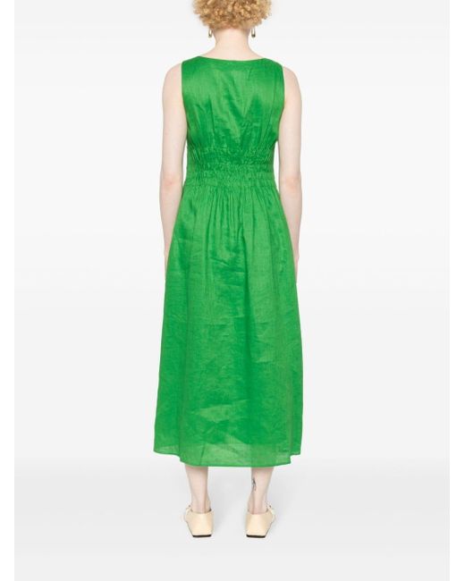 Tory Burch Green Pleated Linen Dress
