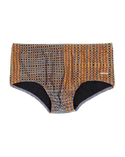 Osklen Orange Bent Geometric-Pattern Swim Briefs for men