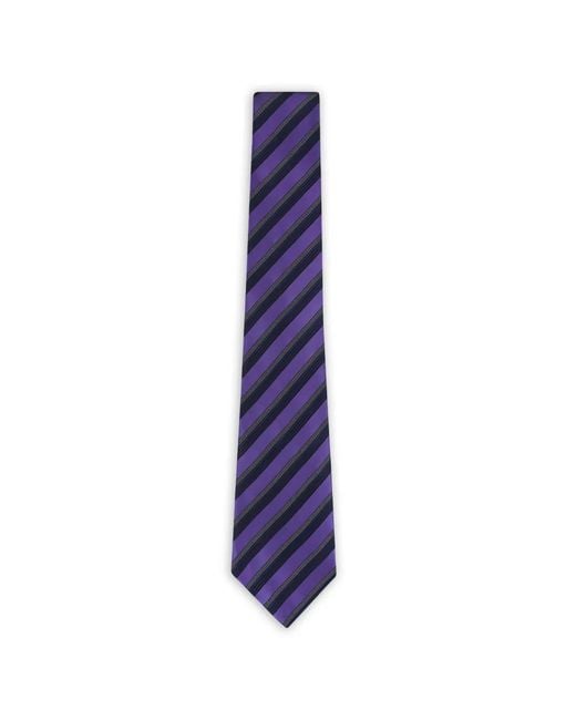 Zegna Purple Diagonal-Stripe Tie for men
