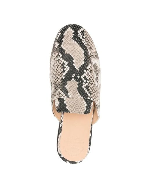 Officine Creative White Blair Snakeskin-Effect Flat Mules