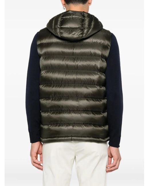 メンズ Herno キルティング フーデッドベスト Green
