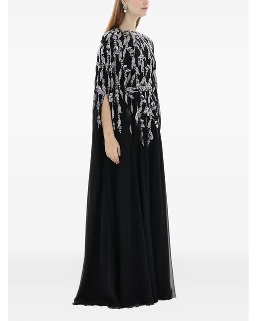 Dina Melwani Black Robe Longue À Ornements