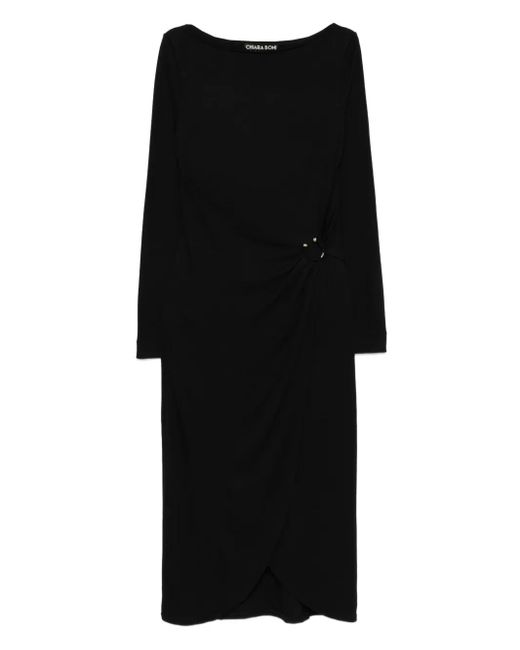 Vestido midi con detalle fruncido La Petite Robe Di Chiara Boni de color Black