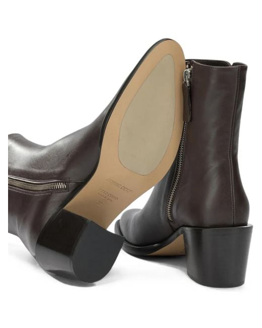 Pomme D ́Or Brown Side-Zip Leather Ankle Boots