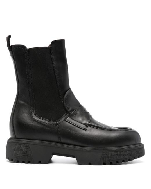 Nero Giardini Black Calf-Length Leather Boots
