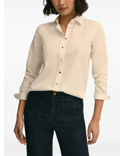 Brooks Brothers Blue Logo Button Poplin Blouse