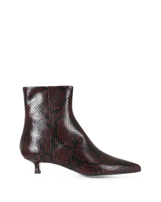 Aeyde Brown Snakeskin-Effect Pointed-Toe Ankle Boots