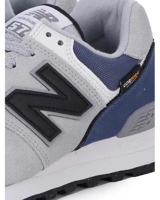 New Balance White 574 Suede Sneakers