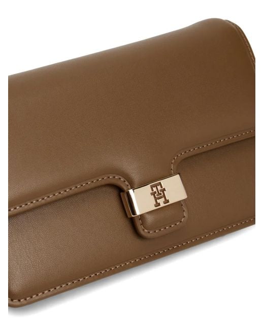Tommy Hilfiger Brown Logo-Detail Cltuch Bag