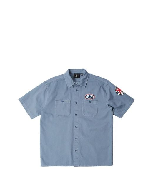 by Parra Blue Gas Station Logo-Patch Shirt for men