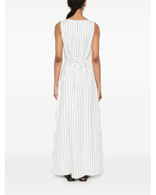 Faithfull The Brand White Nahna Striped Linen Dress