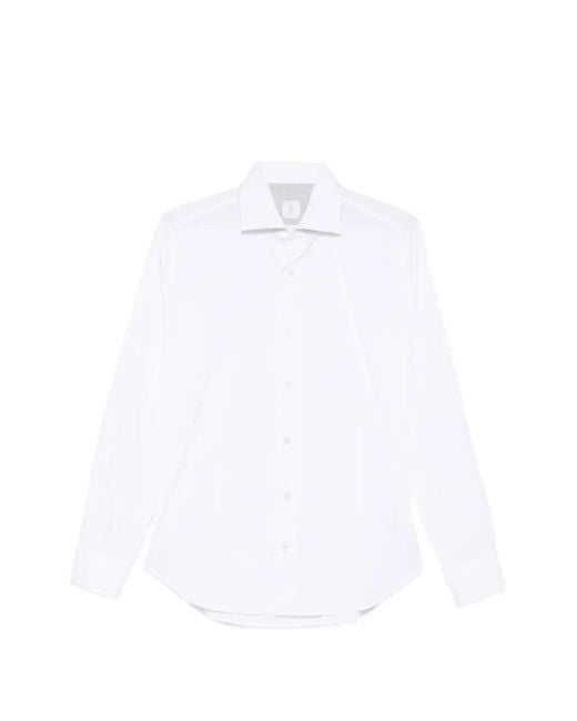 Eleventy White Spread-Collar Button-Up Shirt for men