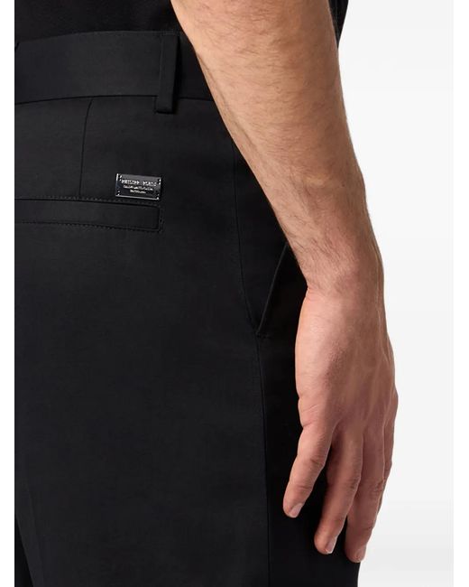 Philipp Plein Black Wide-Leg Logo-Plaque Trousers for men