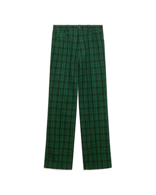 Marni Green Checked Wool Trousers for men