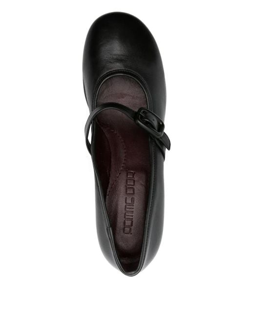 Pomme D ́Or Black Buckle Heeled Pumps