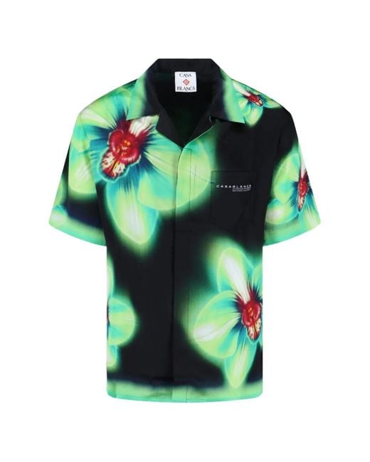 Casablanca Green Chemise Orchid À Manches Courtes for men