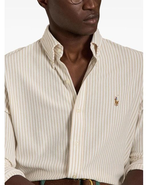 Polo Ralph Lauren White Stripe-Patern Buttoned Shirt for men