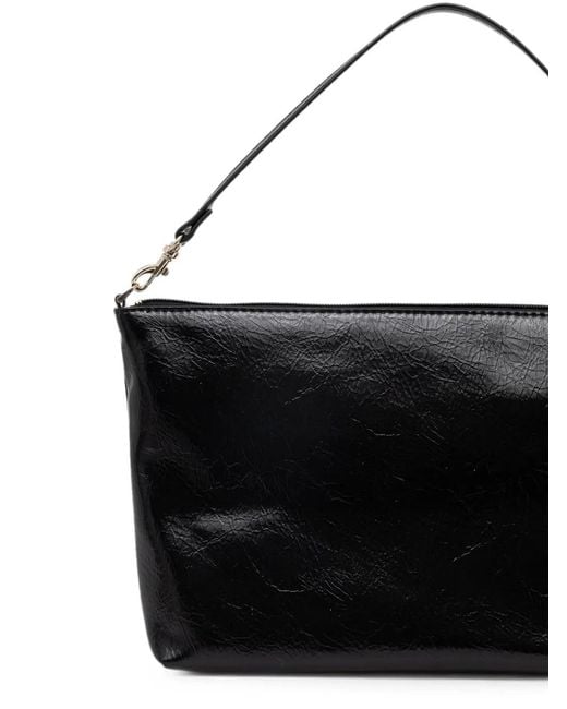 Guess Black Quilted Logo-Plaque Tote Bag