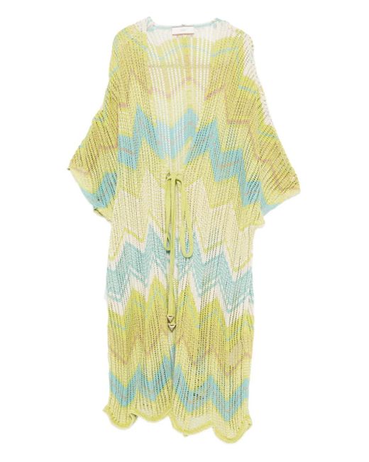 Akep Yellow Zigzag Knitted Coat