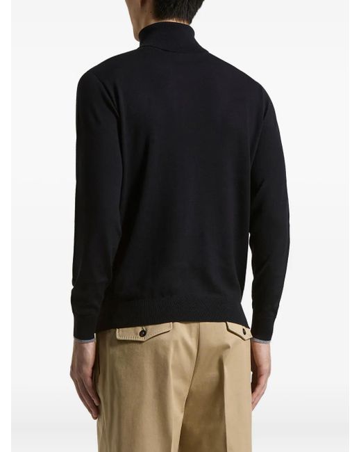 Peserico Black Roll-Neck Sweater for men