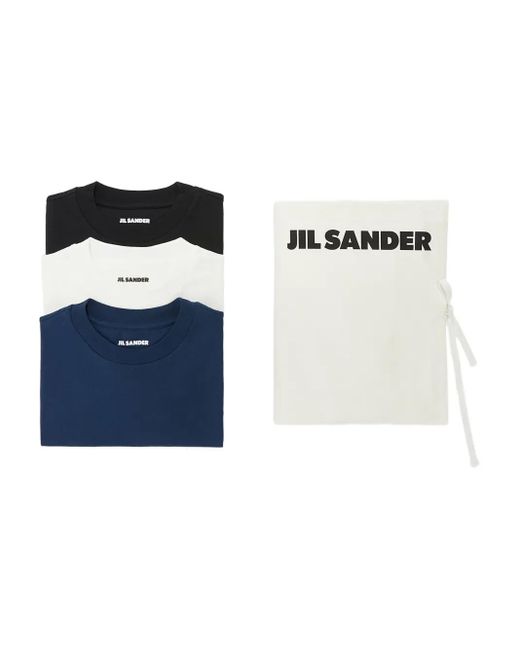 Jil Sander Drie T-Shirts Met Logo-Label En Korte Mouwen in het Blue