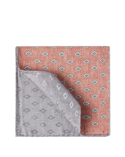Brunello Cucinelli Pink Diamond-Print Silk Pocket Square for men
