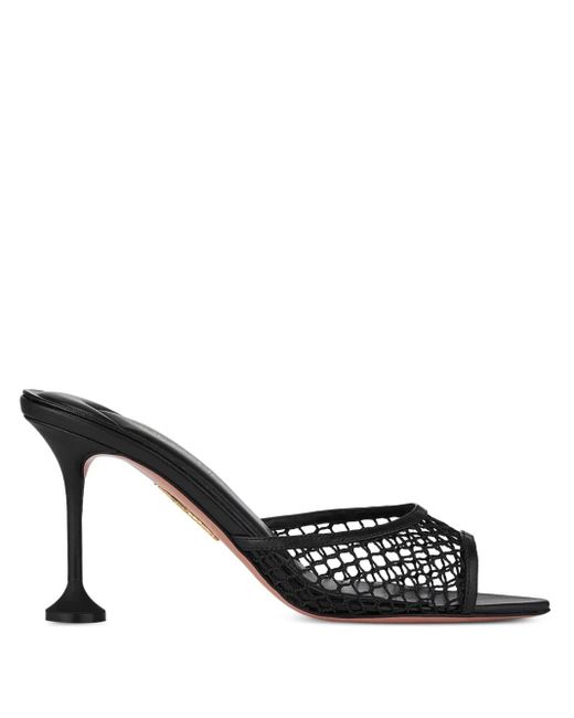 Aquazzura Black Mesh-Panel Pointed-Toe Sandals
