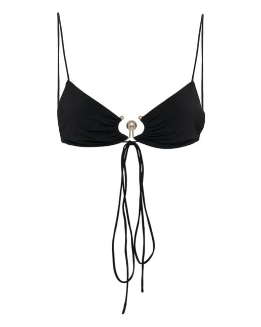Top de bikini triangular fruncido Christopher Esber de color Black
