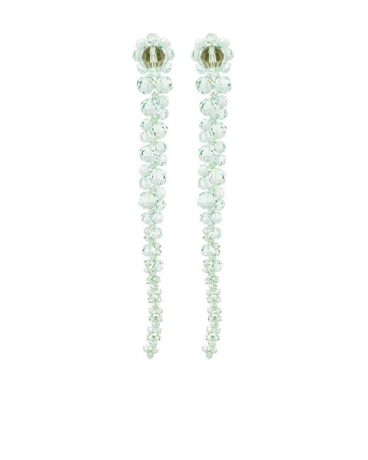 Simone Rocha White Drip Crystal-beads Dangle Earrings