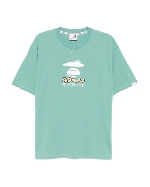 Aape By A Bathing Ape Green Logo-Print T-Shirt for men