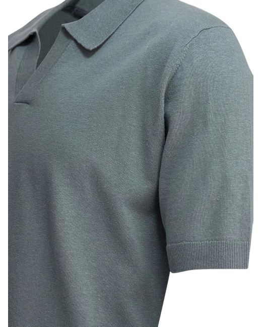Norse Projects Blue Knitted V-Neck T-Shirt for men