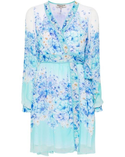 Hale Bob Blue Kehlani Floral-print Minidress